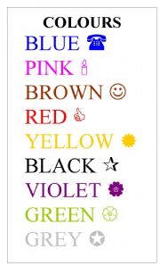 English worksheet: COLOURS SIGN