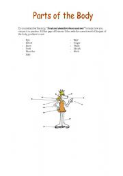 English worksheet: PARTS OF THE BODY