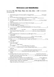 English Worksheet: Reference and Substitution