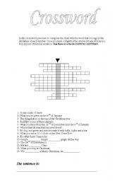 English worksheet: CHRISTMAS VOCABULARY CROSSWORD