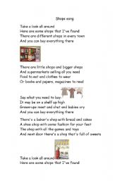 English Worksheet: shops song