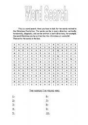 English worksheet: XMAS WORDSEARCH