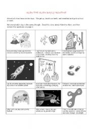 English Worksheet: ALEN THE ALIEN DAILY ROUTINE