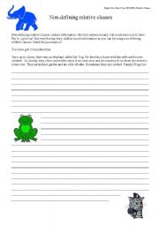 English worksheet: Non-defining relative clauses - Spice up this story...