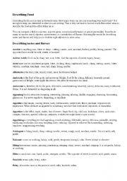 English worksheet: Describing Food