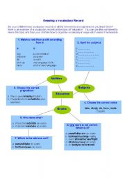 English Worksheet: VOCABULARY RECORDER