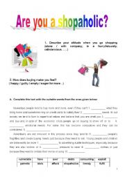 English Worksheet:  Test - Shopping (4 pages)