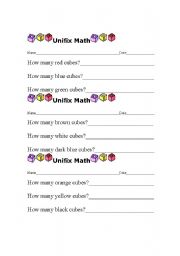 English Worksheet: Unifix Cube Counting