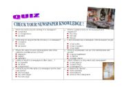 English Worksheet: QUIZ ON NEWSPAPERS