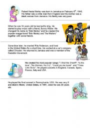 English Worksheet: Bob Marleys Biography Simple Past