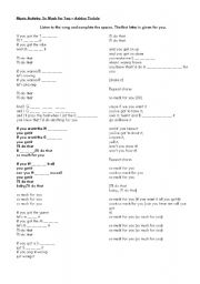 English worksheet: Music Activity So Much for You - Asley Tisdale