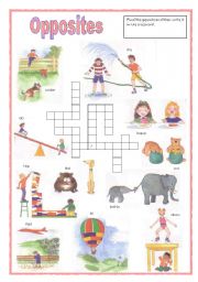 English Worksheet: opposites crossword