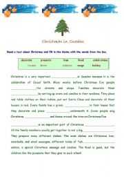 English Worksheet: Christmas is coming soon!!!!-  reading comprehension