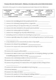 English Worksheet: Character and personality - idioms (FCE level)