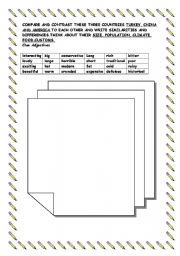 English worksheet: writing about countries. comparisons