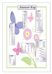 English Worksheet: ANSWER KEY TO WORD GAMES