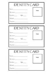 English Worksheet: Identity card