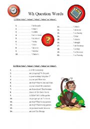 English Worksheet: Wh- question words
