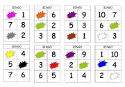 English Worksheet: Bingo numbers and colours