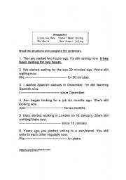 English Worksheet: present perfect continuous / progressive