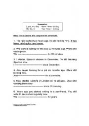 English Worksheet: present perfect continuous / progressive