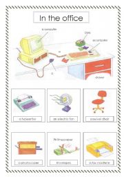 English Worksheet: in the office voc (2sheets)