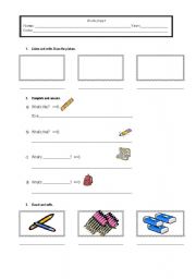 English worksheet: Classroom objects