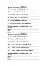 English Worksheet: Present perfect exercise