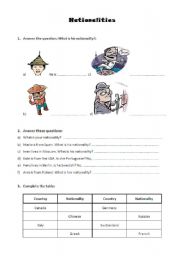 English worksheet: Nationalities