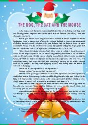 English Worksheet: the dog, the cat and the mouse