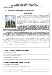 English Worksheet: my family
