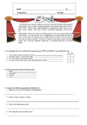 English Worksheet: London - Theatre