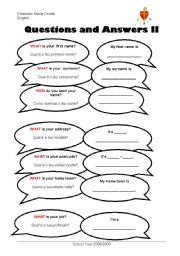 English worksheet: Questions and Answers II