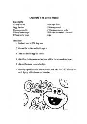 English Worksheet: Chocolate Cookie Recipe