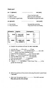 English worksheet: Pasr of the verb to be