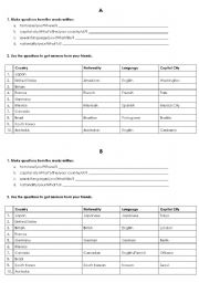 English worksheet: Nationalties Interview