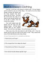 English Worksheet: Reading Comprehension wolf in sheeps clothing