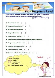 English Worksheet: Your happiness level