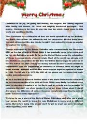 English Worksheet: MERRY CHRISTMAS!!!! (Part 1 of 2)