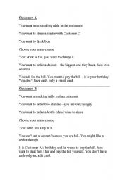 English worksheet: Restaurant Role-Play