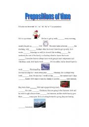 English Worksheet: Prepositions of time