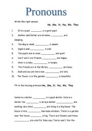 English Worksheet: pronouns