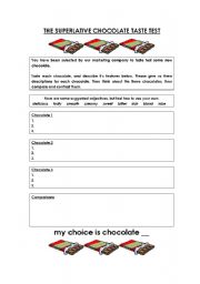 English worksheet: Superlative Chocolate Taste Test