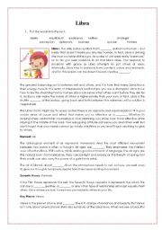 English Worksheet: LIBRA zodiac sign reading