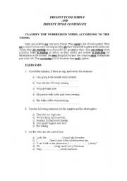 English Worksheet: Present Tense Simple vs. Present Tense Continuous