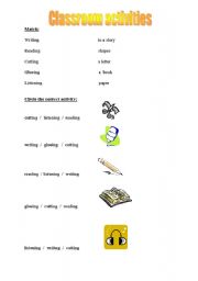 English worksheet: classroom activities