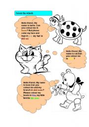 English Worksheet: colour the animals 1