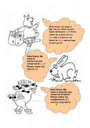 English Worksheet: colour the animals 2