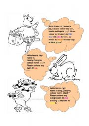 English worksheet: colour the animals 2