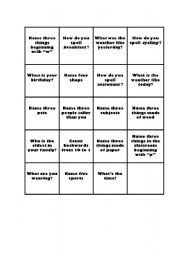 Other games worksheets